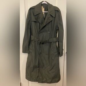 Trench Coat Ceiling Zero By Blauer Sz 38R Green USA Vintage 60s Rare Military